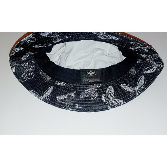 Petal and Peacocks Butterflies Black and White Bucket Hat NWT - Picture 8 of 10